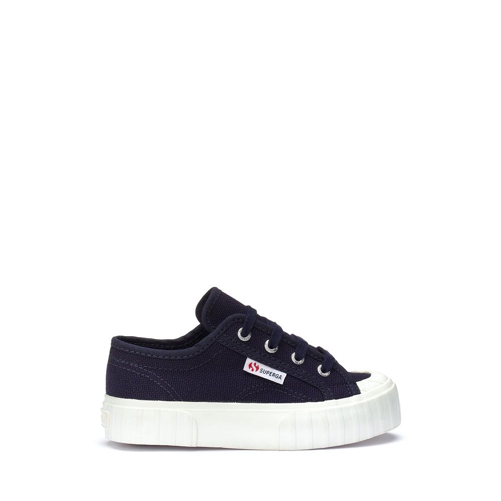 Superga 2630 Stripe Blue Low Top Sneakers - Kids Sneakers USA | US3037268